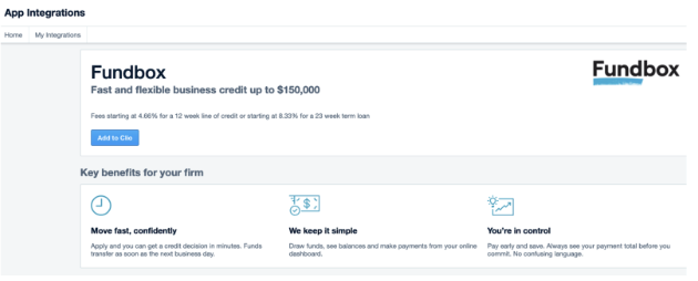 How do I connect Fundbox to my Clio account and apply for credit?